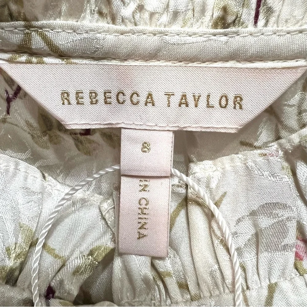 Rebecca Taylor Ivie Silk Floral Tiered Ruffle Shift Dress Women’s 8 NWT - Picture 15 of 16